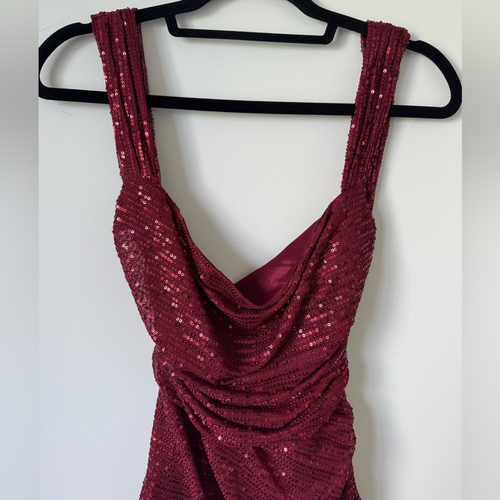 Lucy in the Sky Burgundy Sequin Mini Dress - Picture 9 of 15